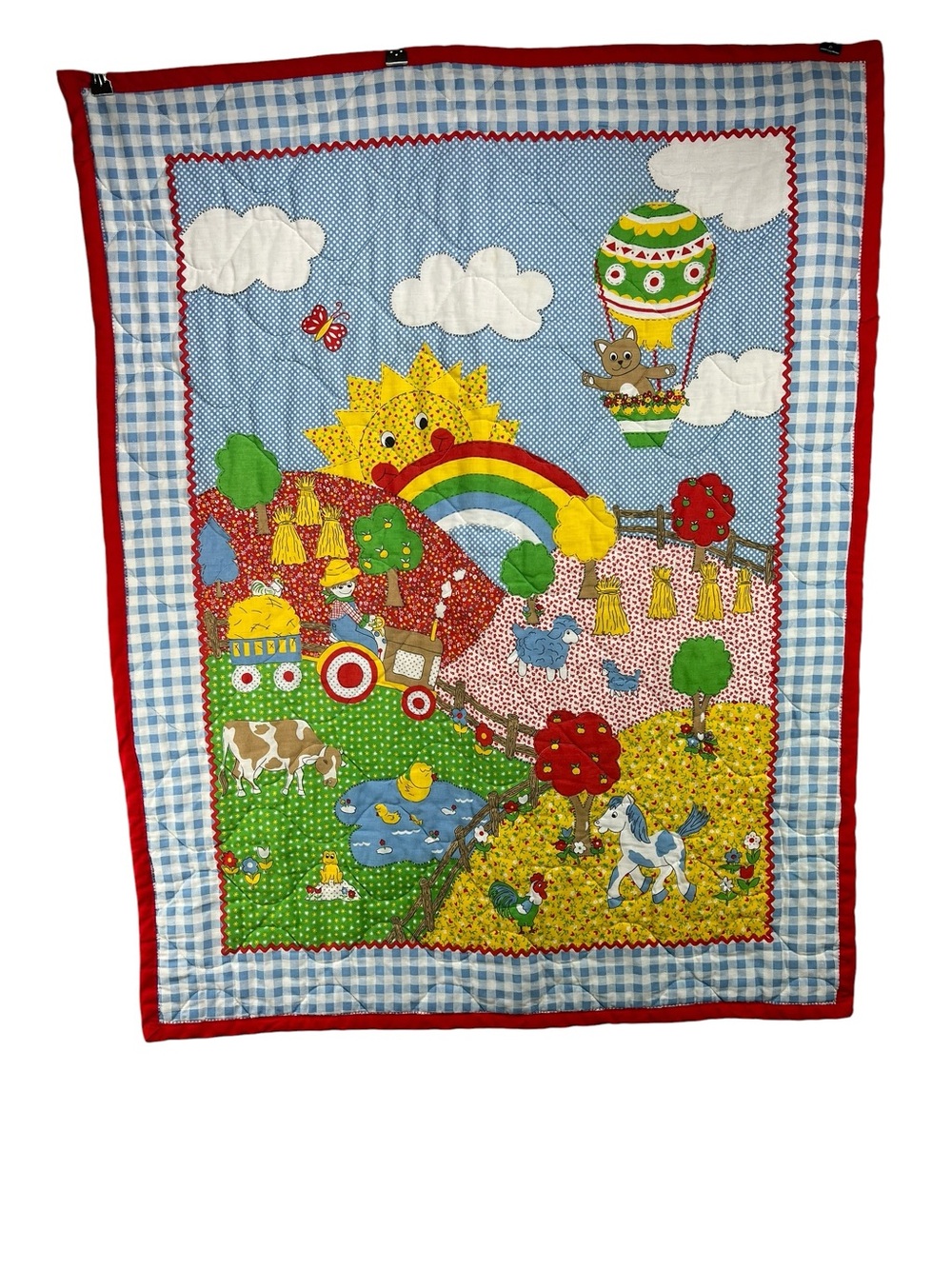 Vintage Farm Theme Old McDonald Farmer in the Dell Crib Quilt